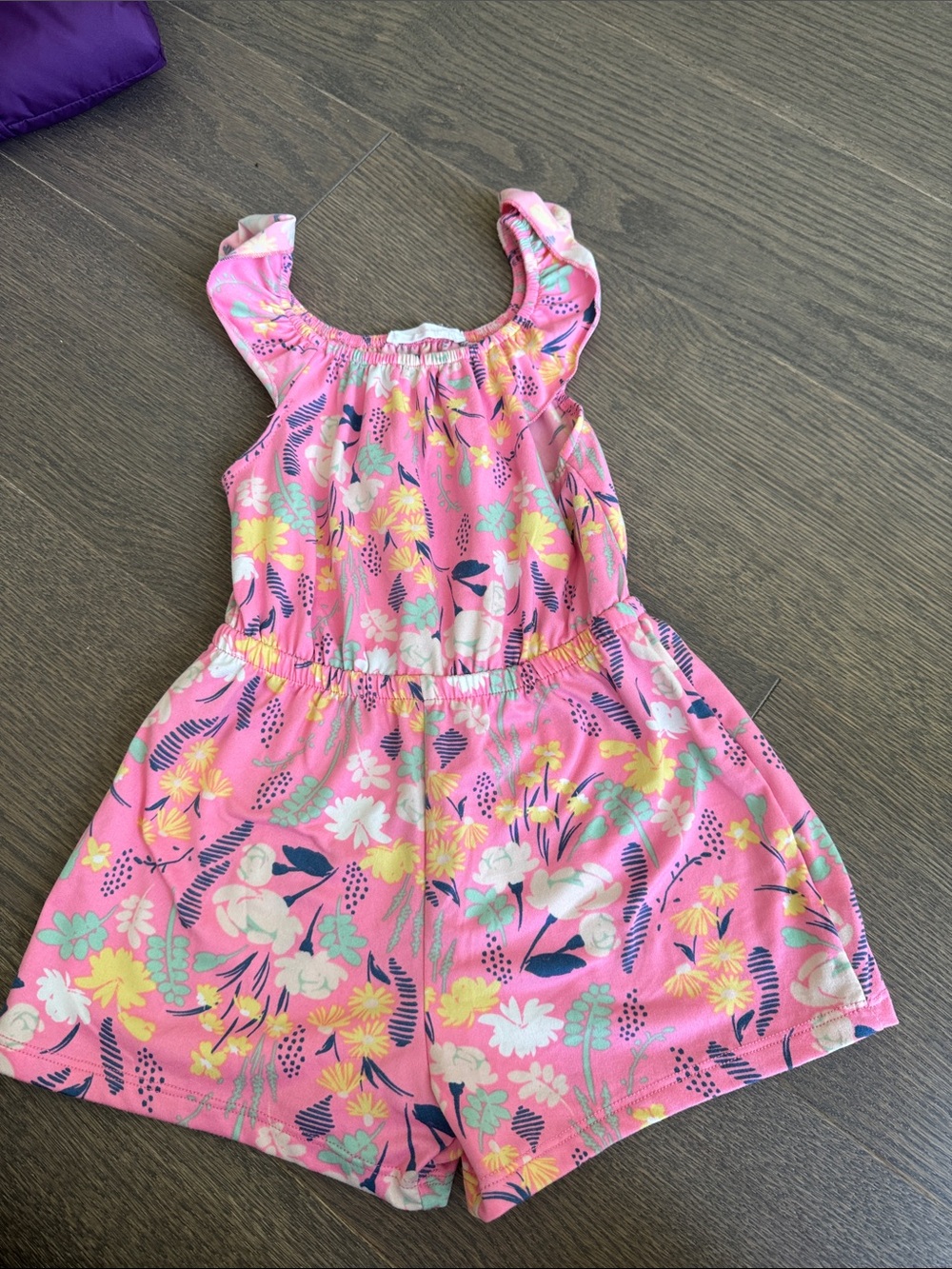 Girls Pink Floral Romper - Lightweight Summer Jumpsuit